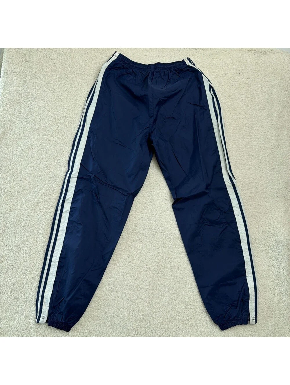 Vintage 2001 adidas Track Pants Mens L Navy 3-Stripe Nylon Wind Pants Y2K
